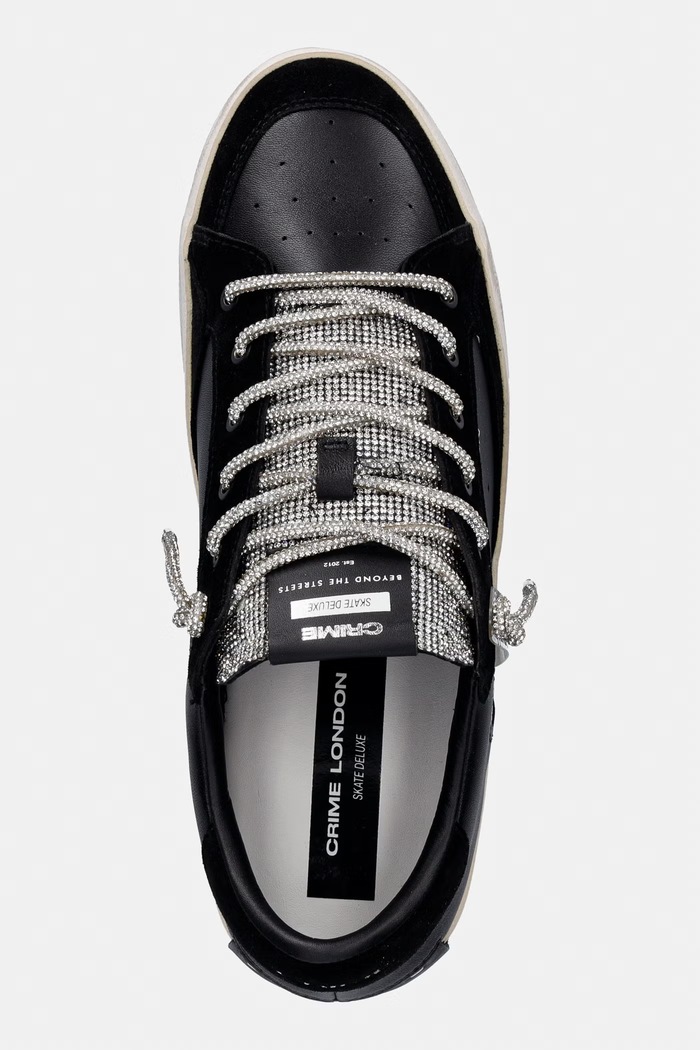 Crime London SK8 DELUXE WEDGE superge ženske usnjene črna 23150AA9.20