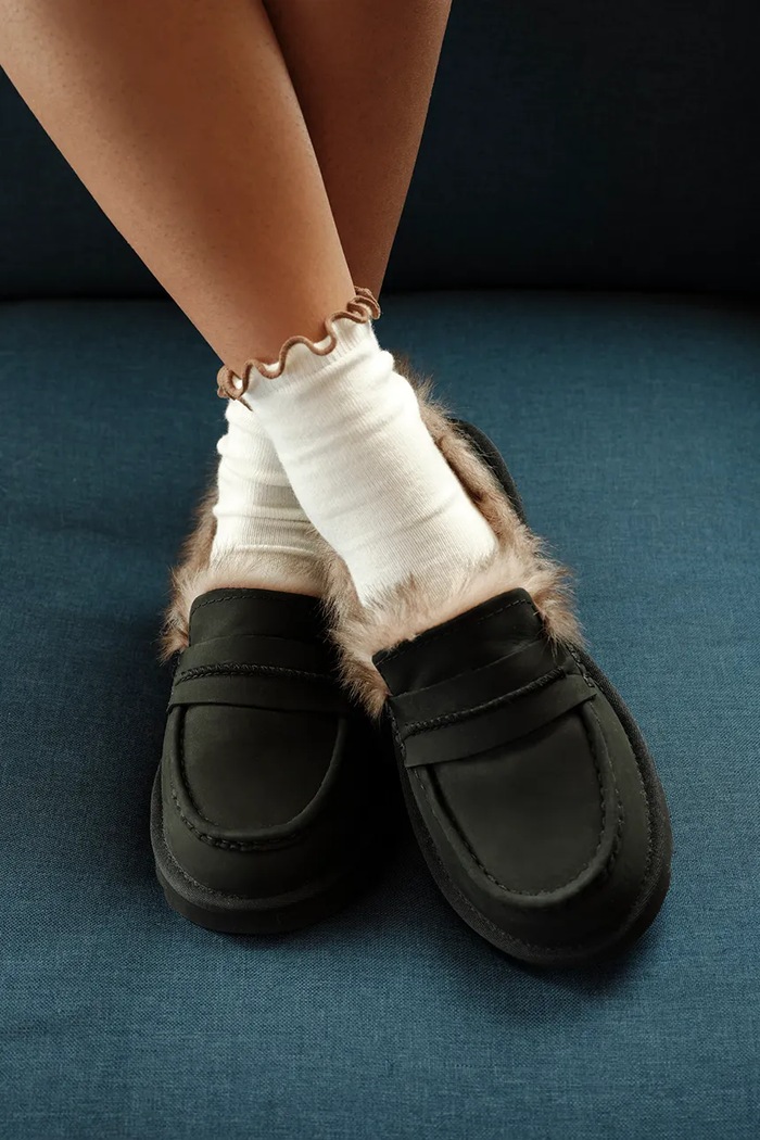 UGG Loafersy damskie nubukowe W Ellis Nubuck Loafer 1183310.BLK