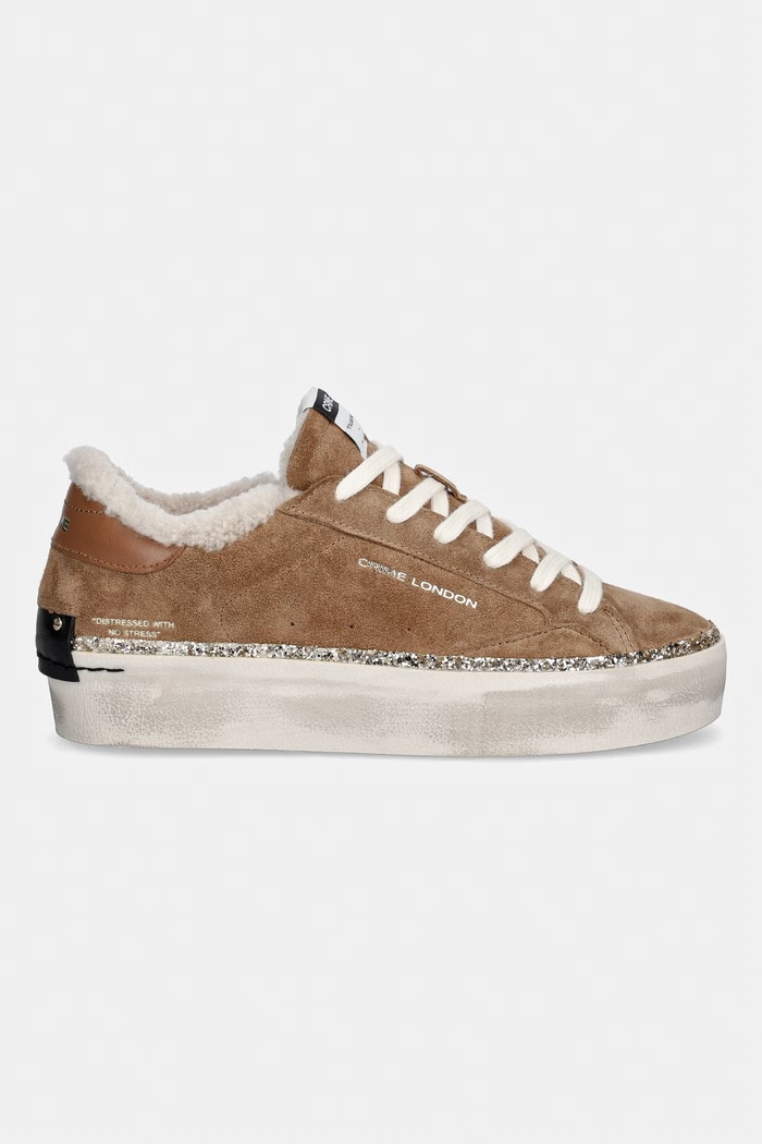 Crime London DISTRESSED PLATFORM sneakers γυναικεία σουέτ 23053AA9.60 καφέ AW26