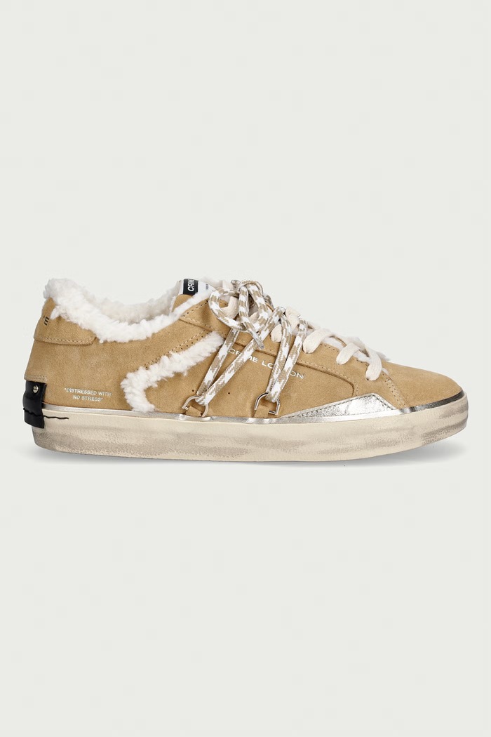 Crime London DISTRESSED sneakers dámske semišové 23000AA9.15 béžová AW26
