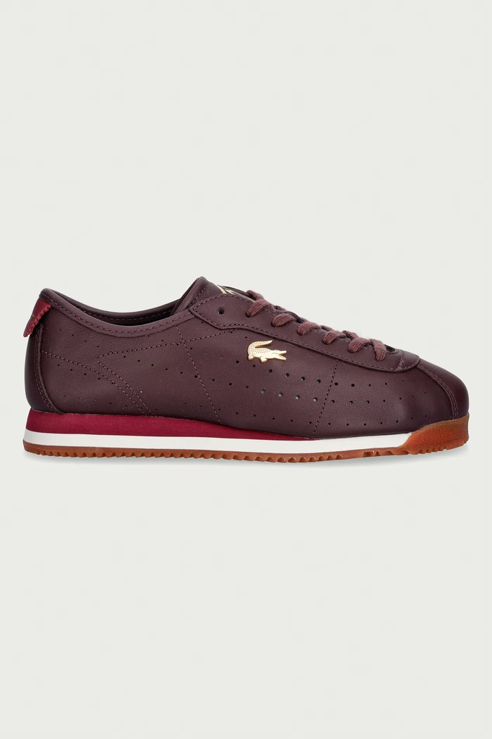Lacoste CLUB-LOW sneakersy damskie skórzane 52SFA0103.AMD bordowy AW26