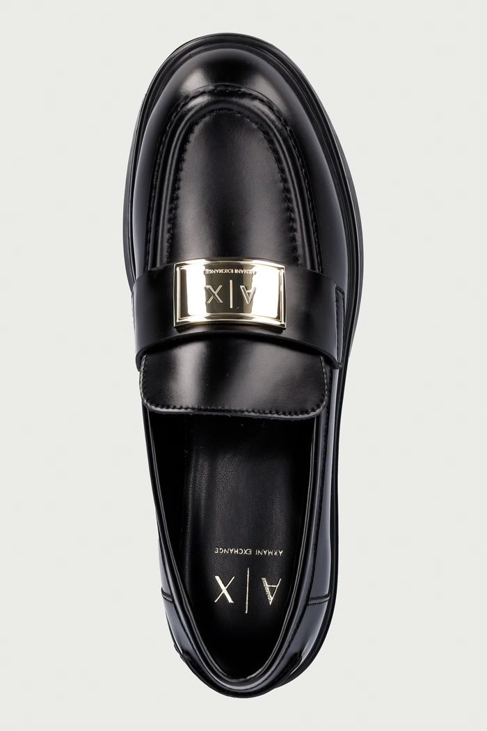Armani Exchange мокасини дамски от кожа черен XW003095.AF11912.UC001