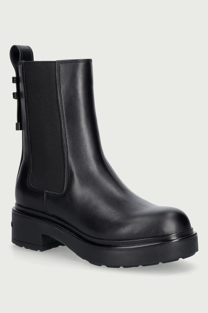 Armani Exchange Боти челси дамски от кожа черен XW003091.AF11912.UC001