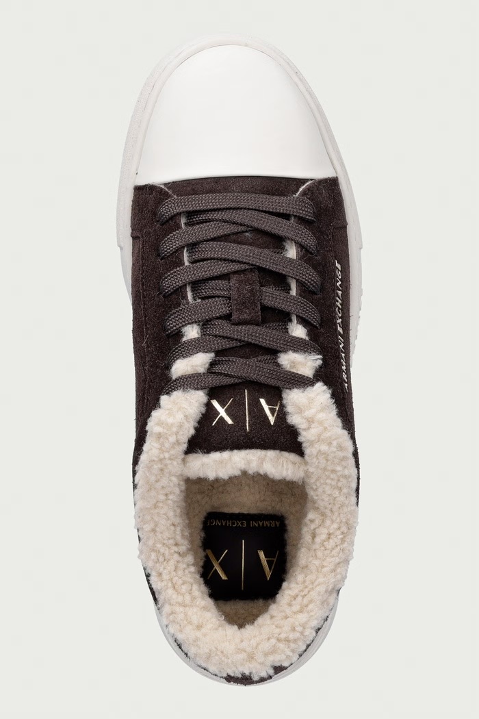 Armani Exchange tenisice za žene od brušene kože smeđa XW003067.AF27450.U6032