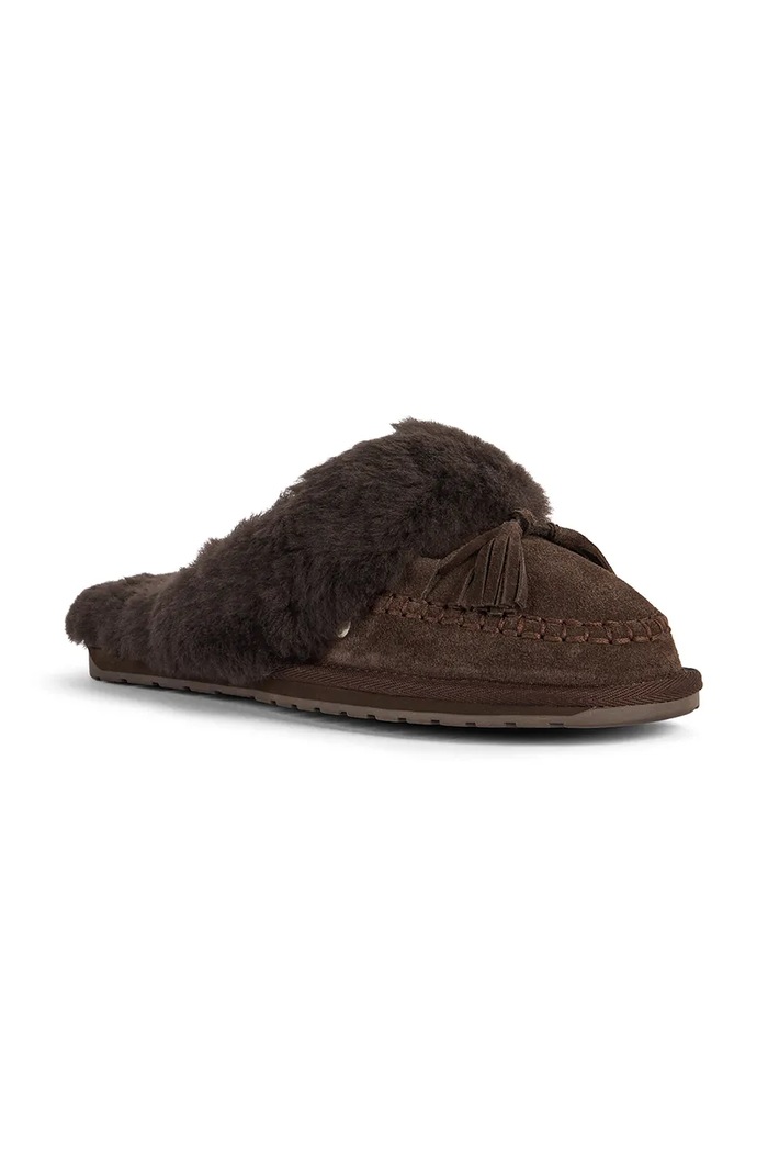 Emu Australia Kapcie damskie zamszowe Tahnee W13373.CHOC brązowy AW26
