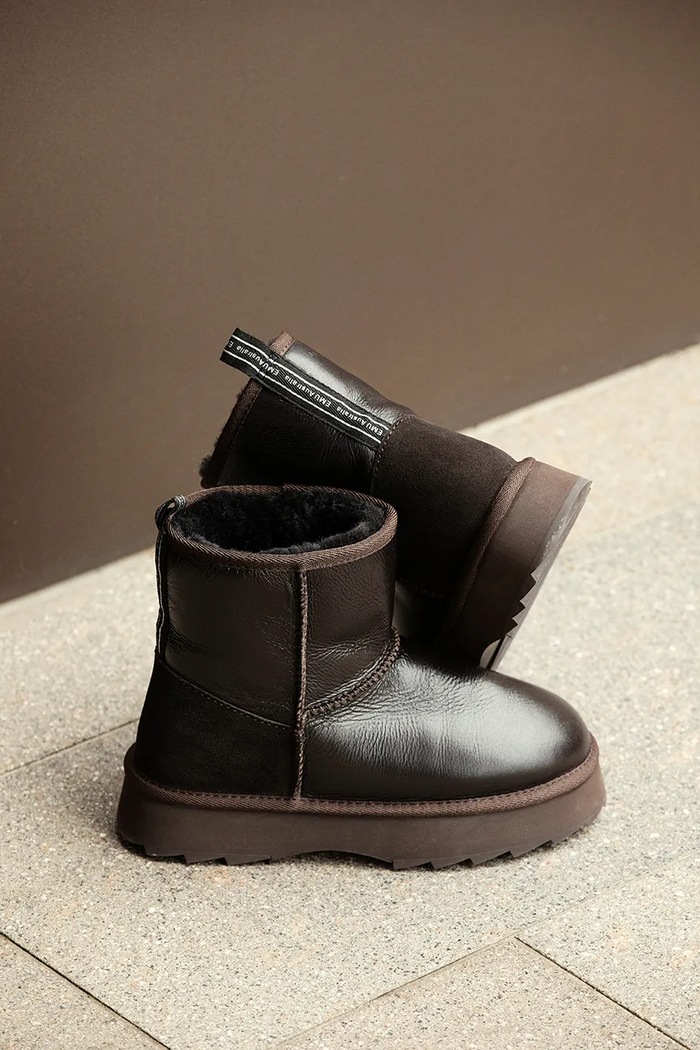 Emu Australia Sharky Mini Town Flatform zimske čizme za žene od kože W13340.CHOC