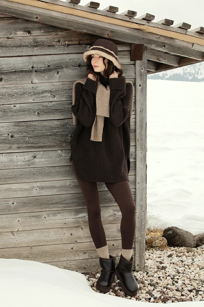Emu Australia Sharky Mini Town Flatform śniegowce damskie skórzane W13340.CHOC brązowy AW26
