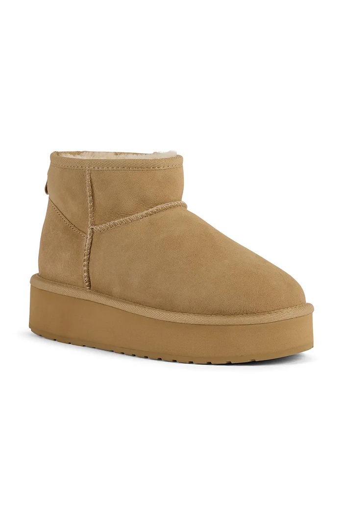 Emu Australia Stinger Micro Flatform 2.0 śniegowce damskie zamszowe beżowy W13296.SAND