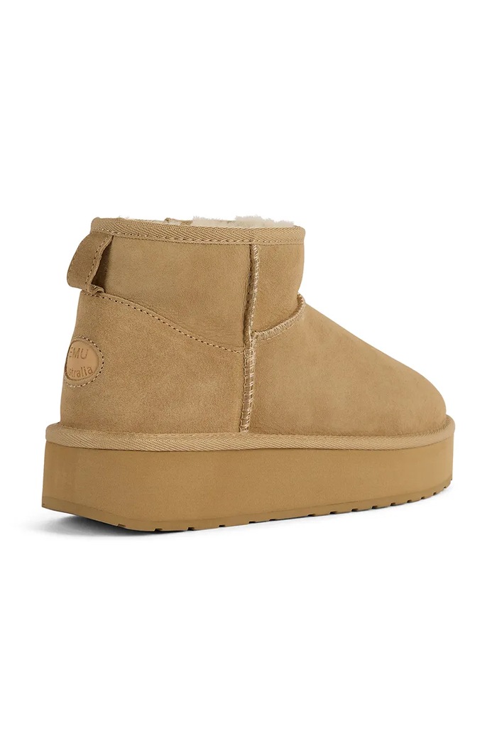 Obuća Emu Australia Stinger Micro Flatform 2.0 zimske čizme za žene od brušene kože W13296.SAND bež