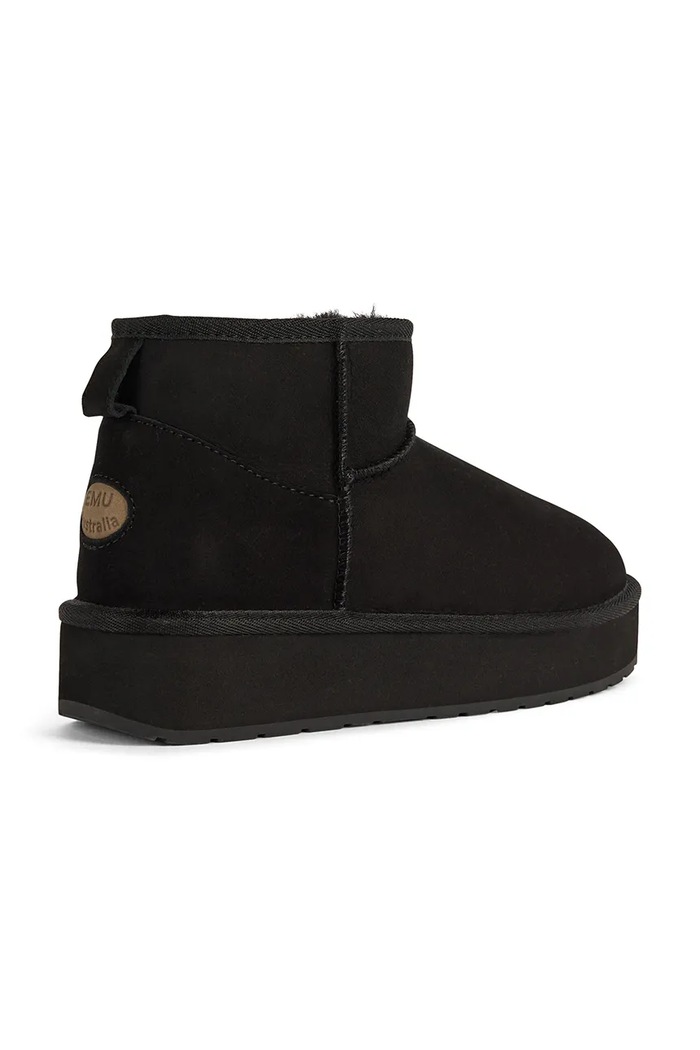 Emu Australia Stinger Micro Flatform 2.0 śniegowce damskie zamszowe W13296.BLAK czarny AW26