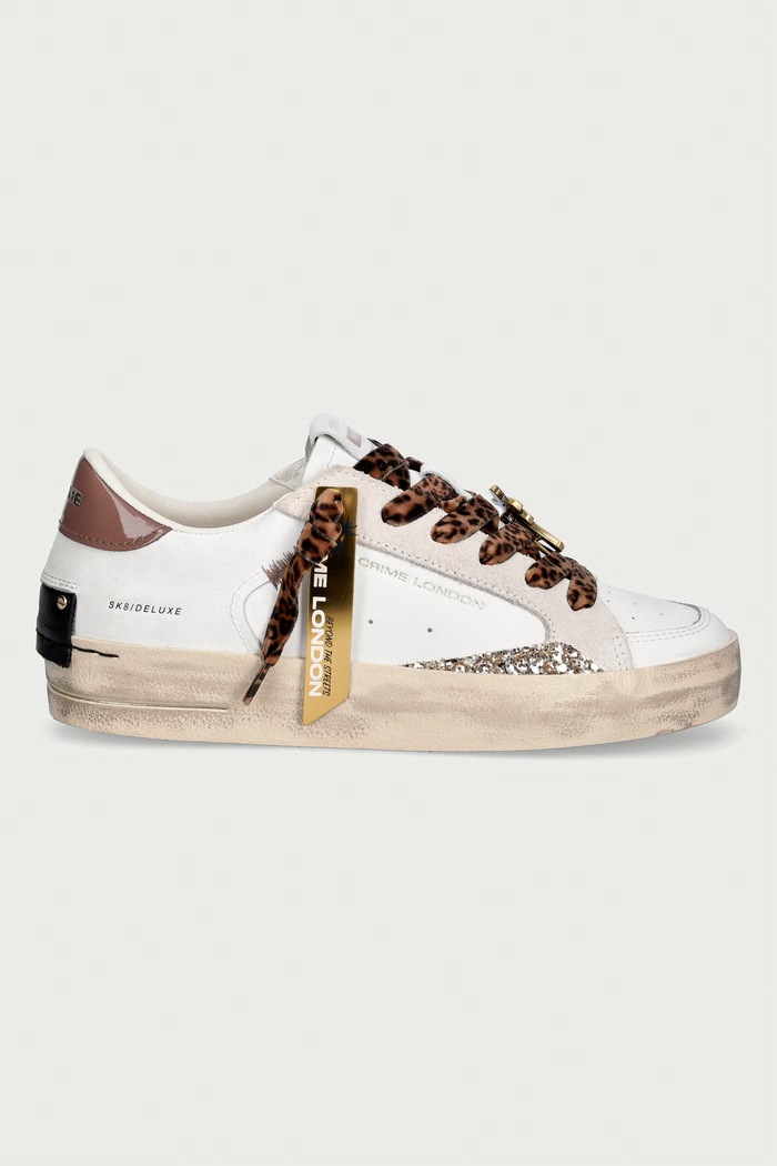 Crime London SK8 DELUXE superge ženske usnjene 23102AA9.10 bela AW26