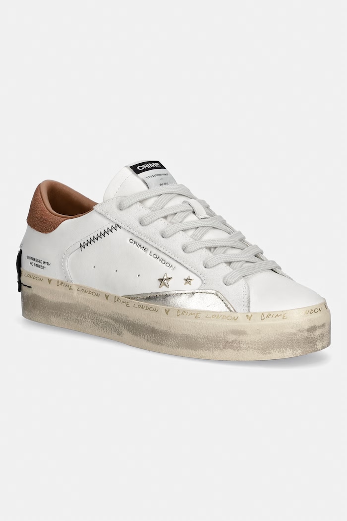Crime London DISTRESSED PLATFORM sneakersy damskie skórzane biały 23050AA9.10