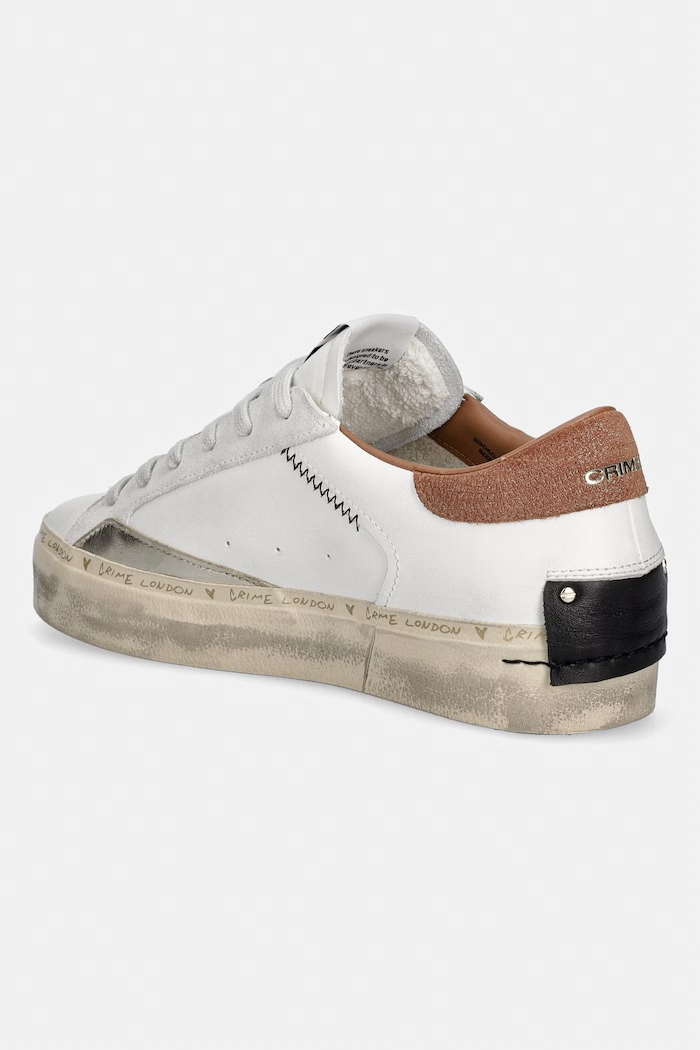 Obuwie Crime London DISTRESSED PLATFORM sneakersy damskie skórzane 23050AA9.10 biały