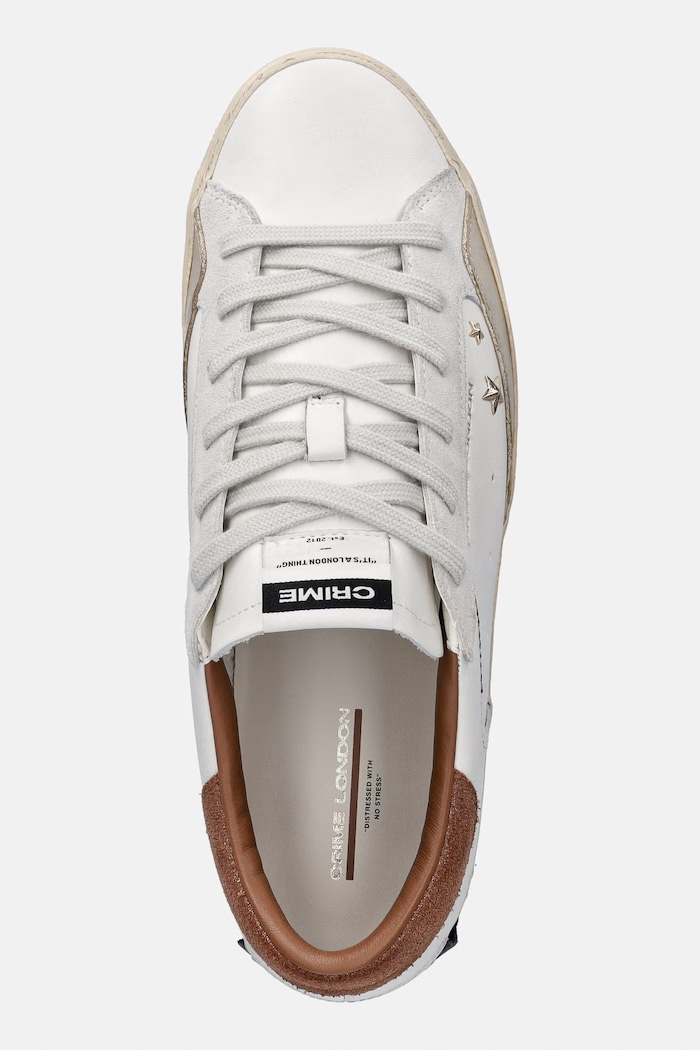Crime London DISTRESSED PLATFORM sneakersy damskie skórzane biały 23050AA9.10