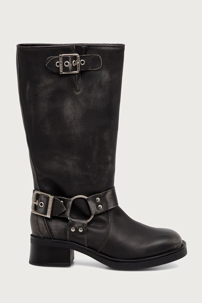 Steve Madden oficerki damskie skórzane Beau 11003069.DGL szary AW26