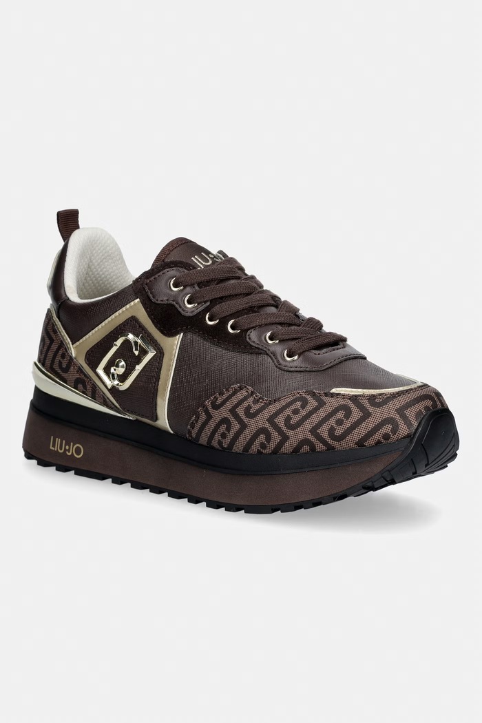 Liu Jo LIU JO MAXI WONDER 01 sneakers boty dámské kožené hnědá BF6001EX339S3365
