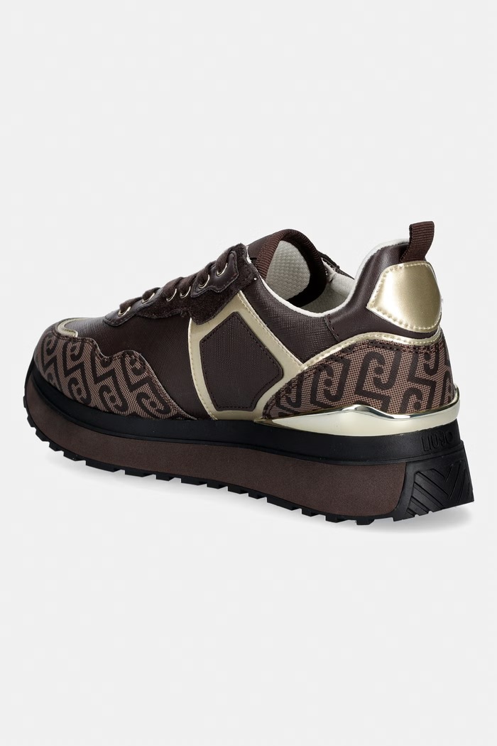 Boty Liu Jo LIU JO MAXI WONDER 01 sneakers boty dámské kožené BF6001EX339S3365 hnědá
