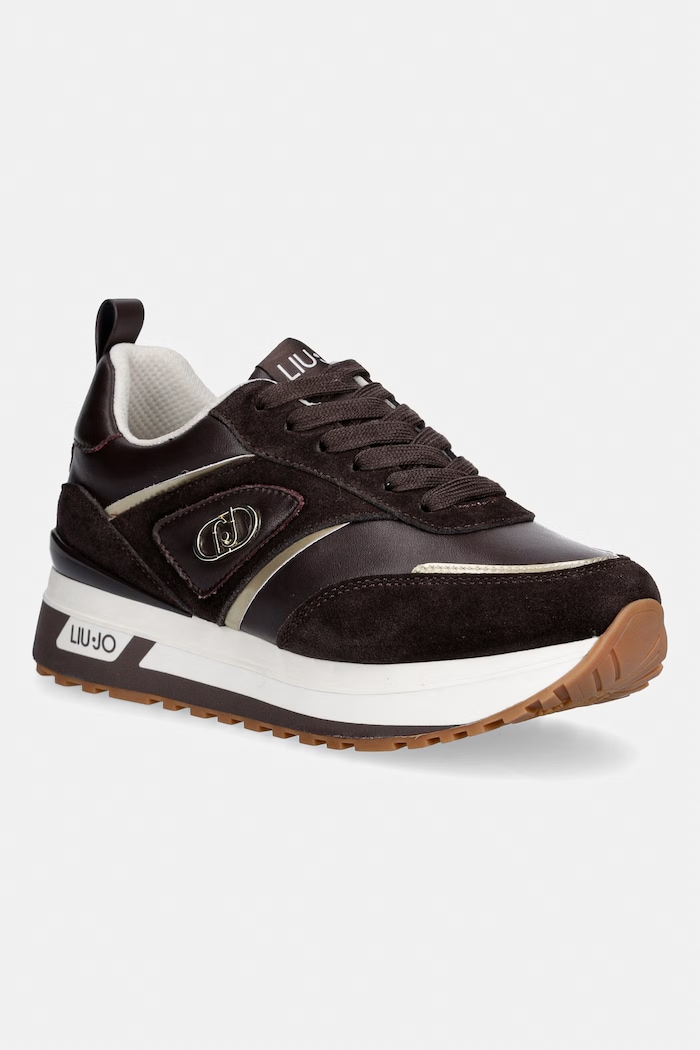 Liu Jo LIU JO MAXI WONDER 97 sneakersy damskie skórzane brązowy BF6005PX310S3365