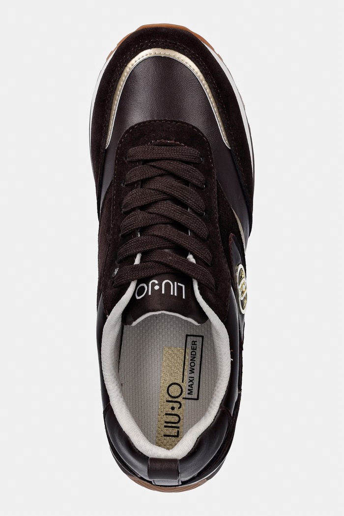 LIU JO MAXI WONDER 97 sneakersy damskie skórzane Liu Jo BF6005PX310S3365 brązowy