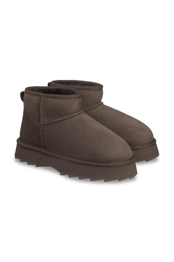 Sharky Micro Flatform zimske čizme za žene od brušene kože Emu Australia W13304.CHOC smeđa