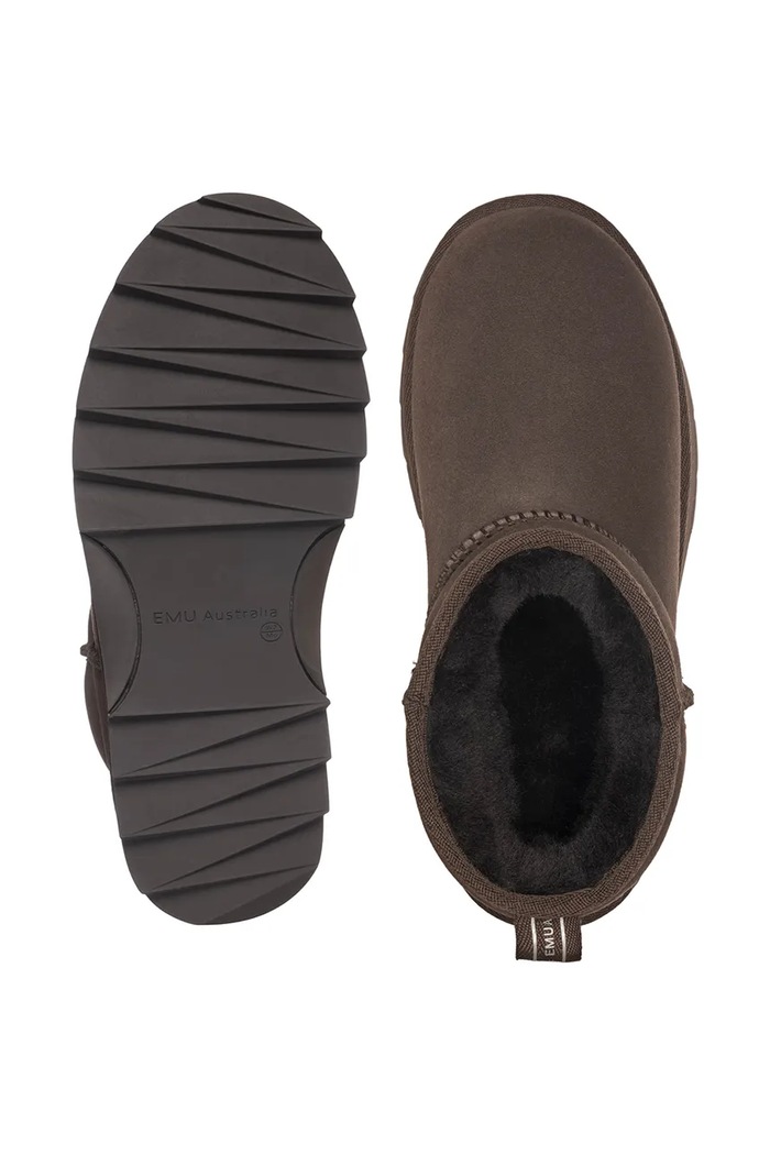 Emu Australia Sharky Micro Flatform śniegowce damskie zamszowe brązowy W13304.CHOC