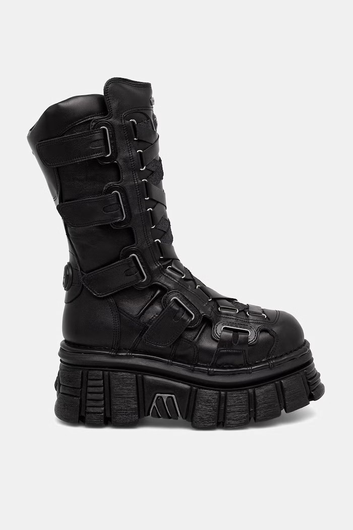 New Rock kozaki damskie skórzane ITALI NEGRO, NOMADA NEGRO, TOWER E14 M.189.C12 czarny AW26