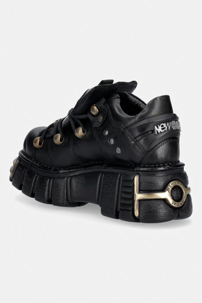 Obuwie New Rock CRUST NEGRO, TOWER NEGRO ORO VIEJO buty damskie skórzane M.120N.C116 czarny