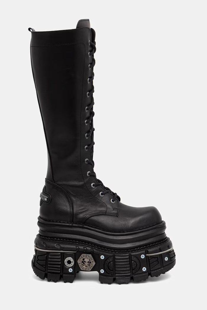 New Rock kozaki damskie skórzane ITALI NEGRO, IMPERFECT TANK NEGRO E-34 M.235.C11 czarny AW26