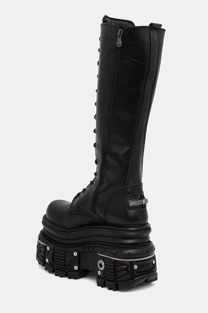 Obuwie New Rock kozaki damskie skórzane ITALI NEGRO, IMPERFECT TANK NEGRO E-34 M.235.C11 czarny