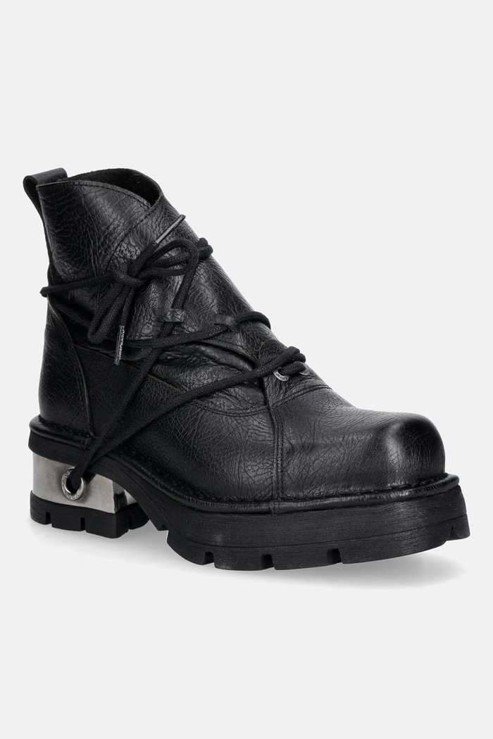 New Rock botki damskie skórzane CRUST BUFALO NATURAL PLANING M3 czarny M.776.C7