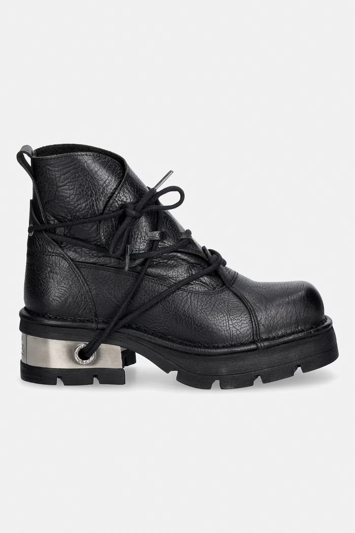 New Rock botki damskie skórzane CRUST BUFALO NATURAL PLANING M3 M.776.C7 czarny AW26
