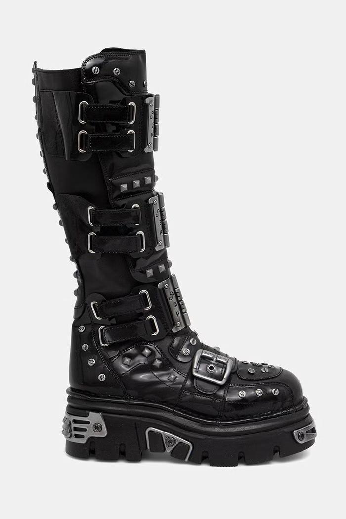 New Rock kozaki damskie skórzane NEGRO CHAROL NEGRO REACTOR E14 M.800.C1 czarny AW26