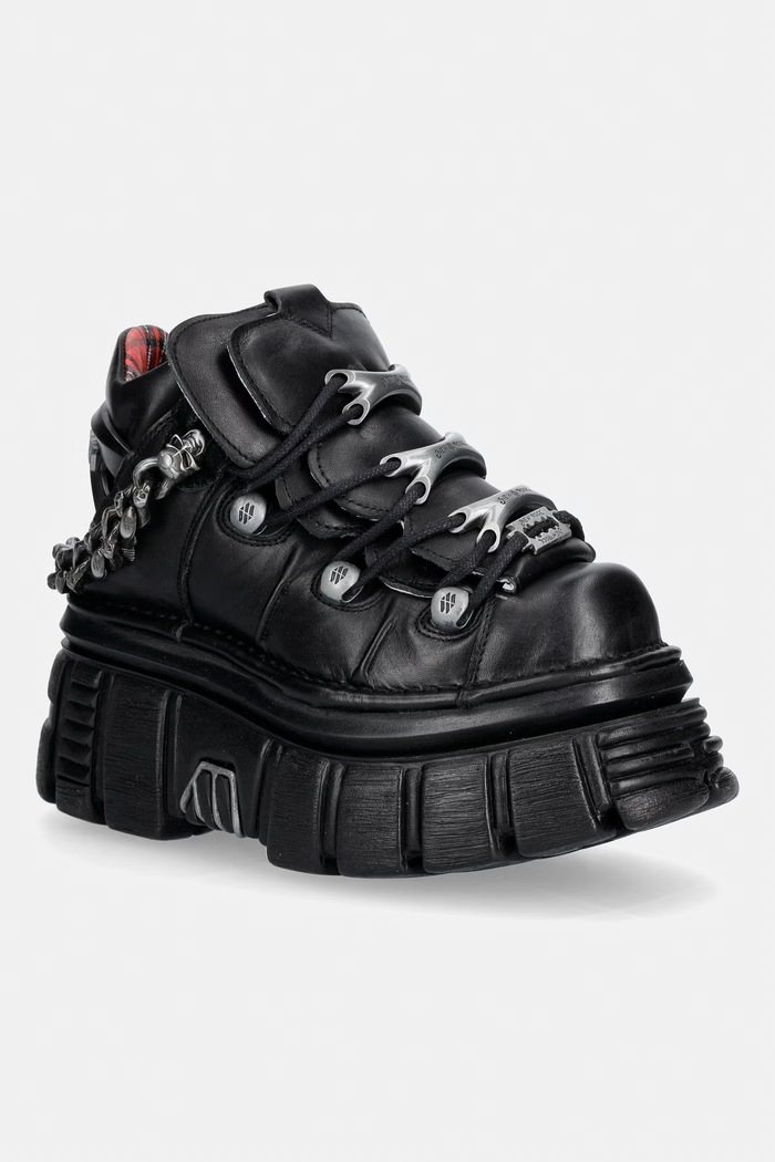 New Rock CRUST NEGRO, TOWER NEGRO E14 buty damskie skórzane czarny M.MET012C.C1