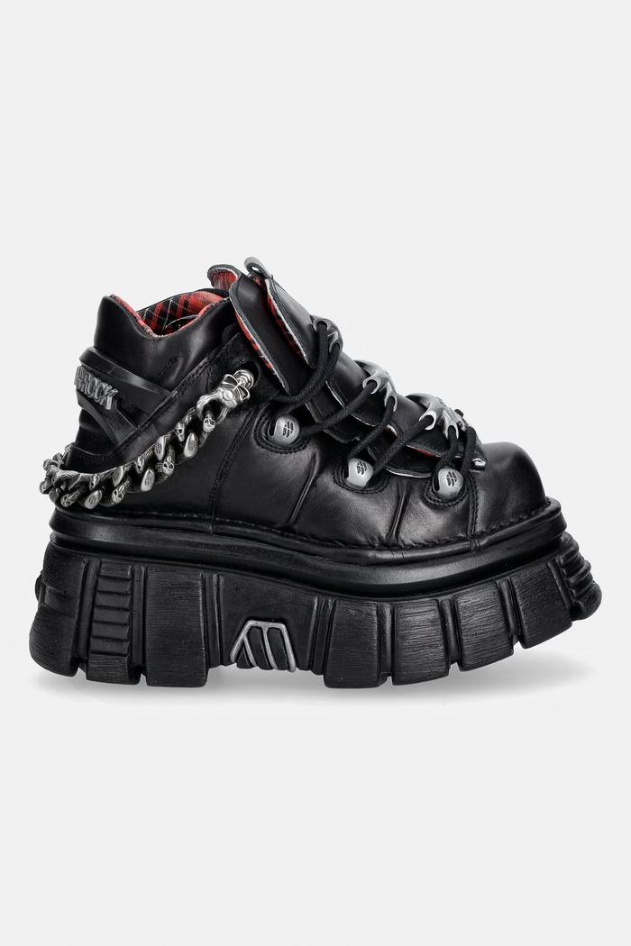 New Rock CRUST NEGRO, TOWER NEGRO E14 buty damskie skórzane M.MET012C.C1 czarny AW26