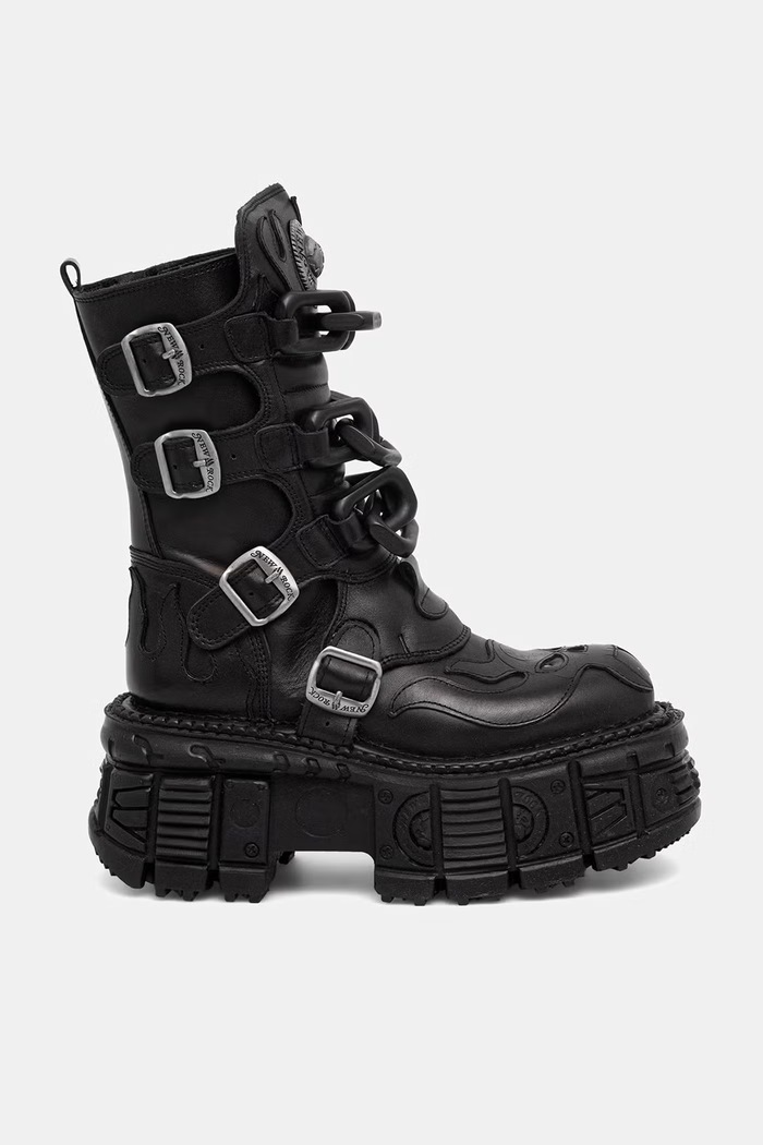 New Rock workery damskie skórzane CRUST NEGRO, TANK NEGRO SIN HERRAJES M.MET030.C2 czarny AW26