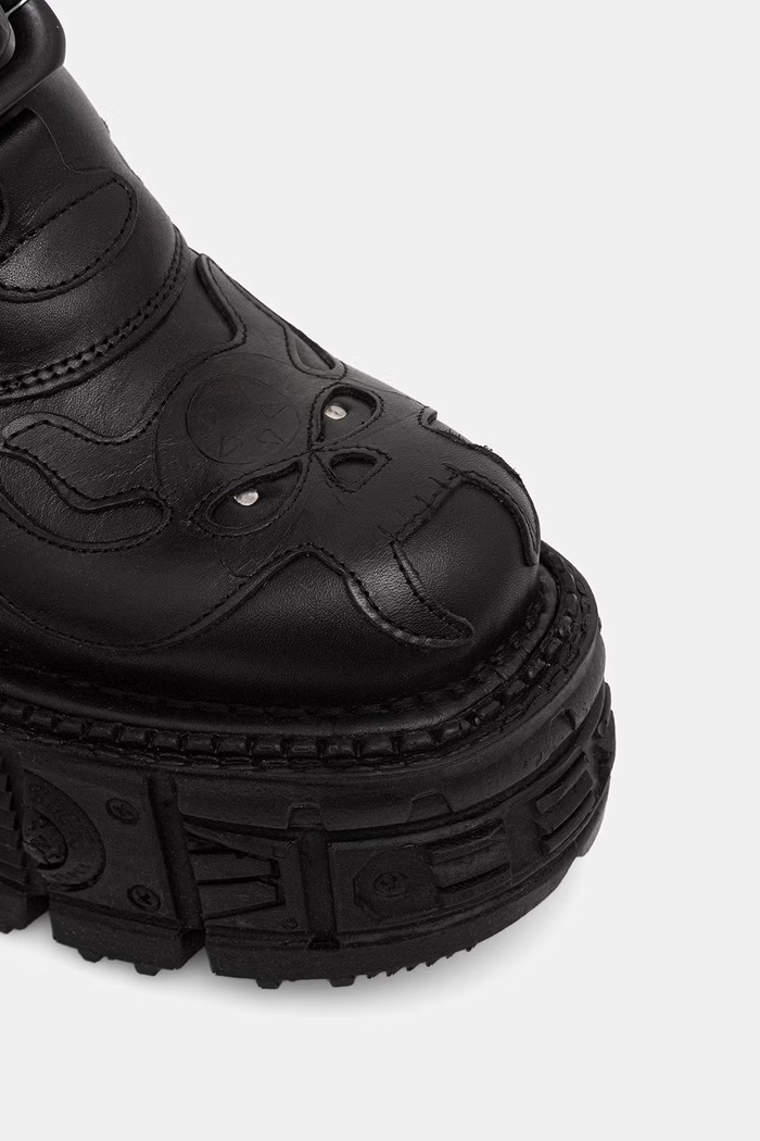 Obuwie New Rock workery damskie skórzane CRUST NEGRO, TANK NEGRO SIN HERRAJES M.MET030.C2 czarny