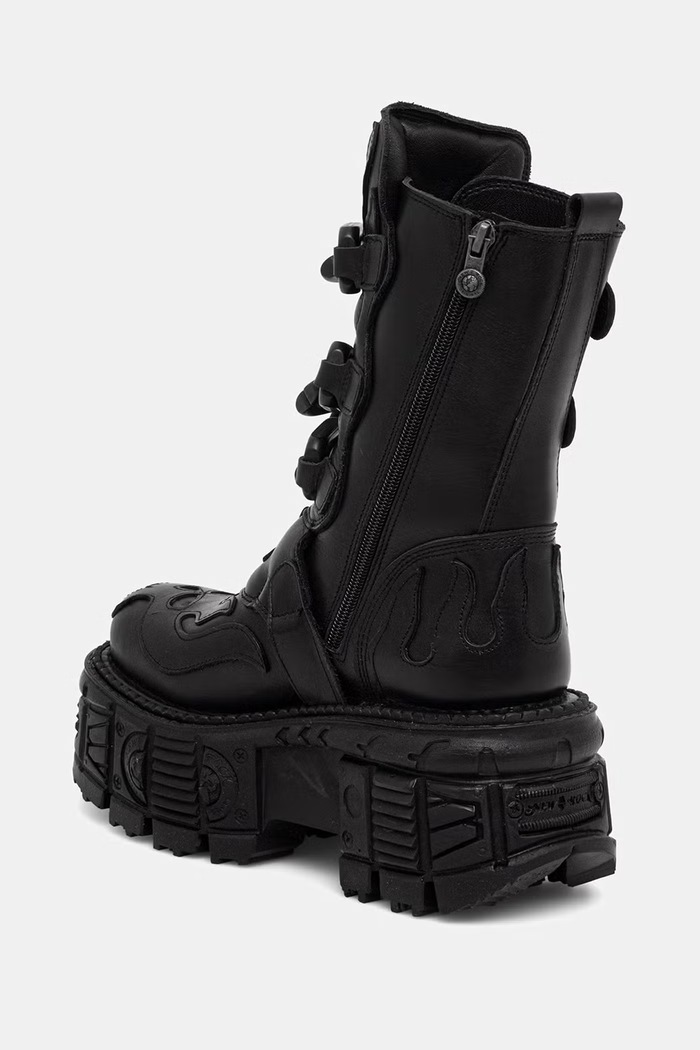 New Rock workery damskie skórzane CRUST NEGRO, TANK NEGRO SIN HERRAJES czarny M.MET030.C2