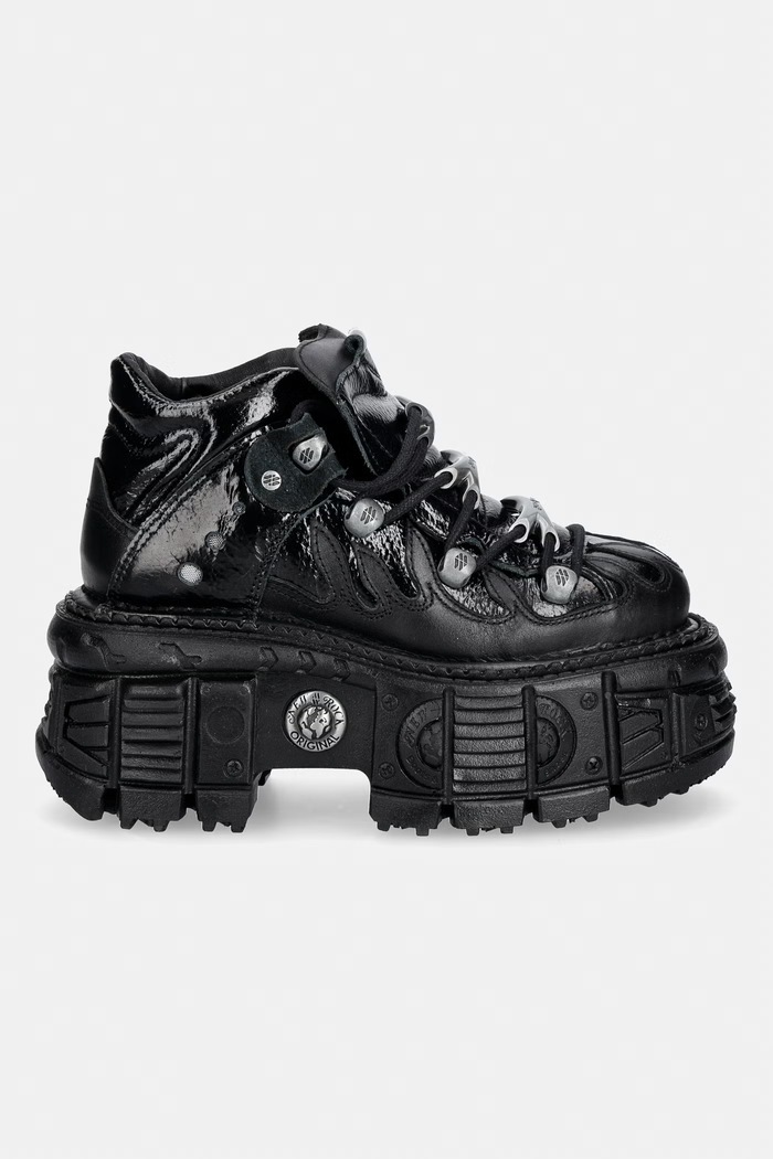 New Rock ITALI NEGRO, CHAROL, TANK NEGRO sneakersy damskie skórzane M.MET031.C3 czarny AW26