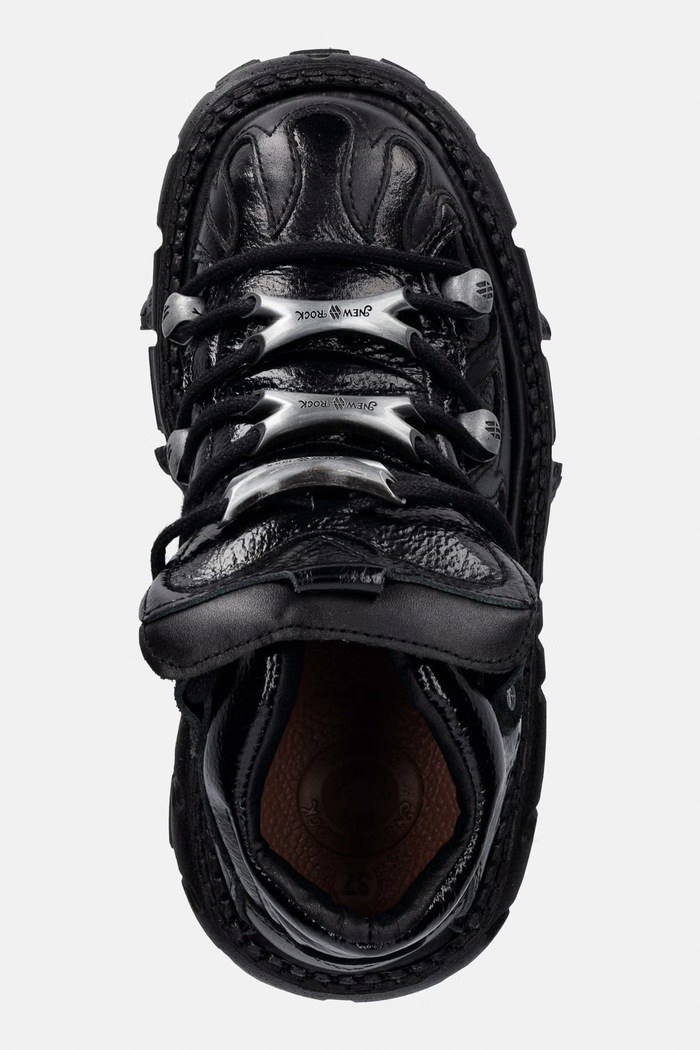 New Rock ITALI NEGRO, CHAROL, TANK NEGRO sneakersy damskie skórzane czarny M.MET031.C3