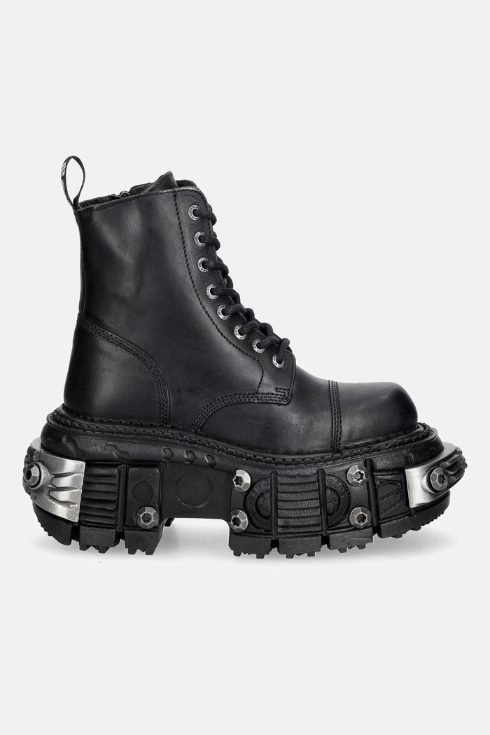 New Rock workery na platformie damskie skórzane CRUST NEGRO IMPERFECT TANK M.MILI083C.C71 czarny AW26