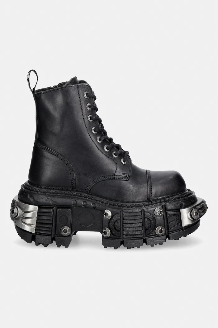 New Rock workery na platformie damskie skórzane CRUST NEGRO IMPERFECT TANK M.MILI083C.C71 czarny AW26