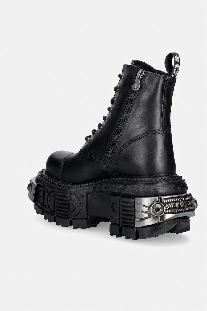 Obuwie New Rock workery na platformie damskie skórzane CRUST NEGRO IMPERFECT TANK M.MILI083C.C71 czarny
