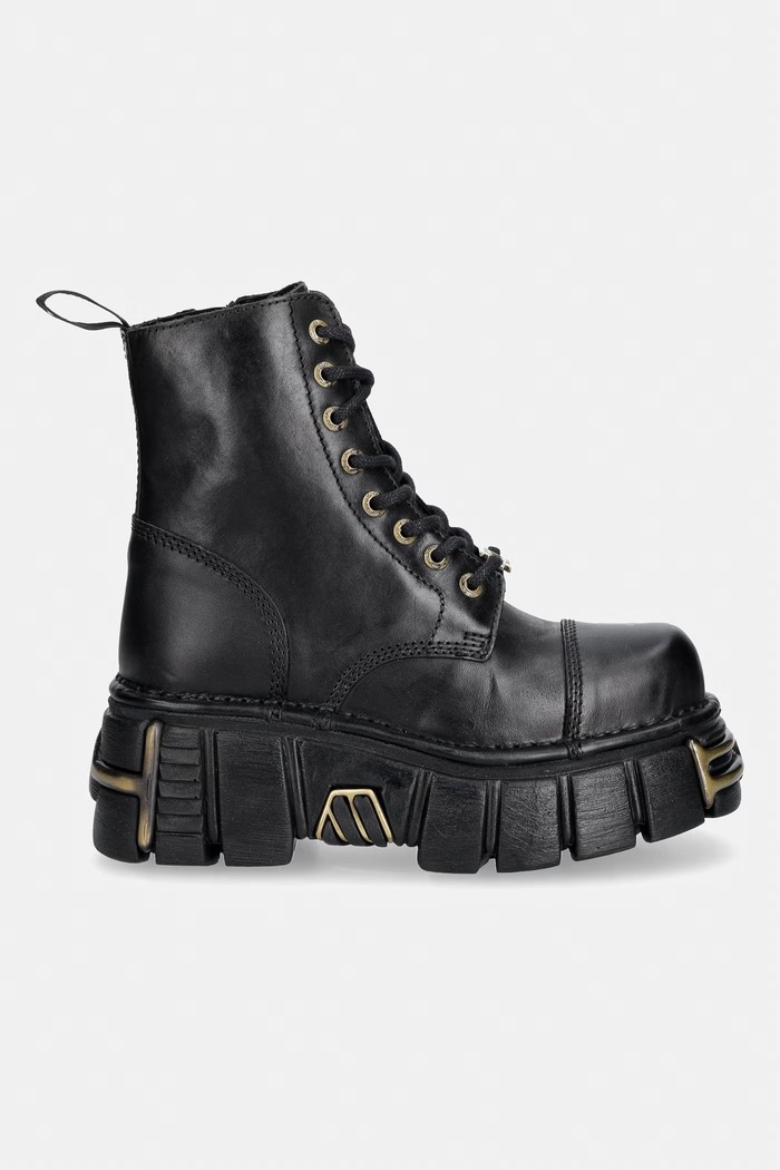 New Rock workery damskie skórzane CRUST NEGRO, TOWER NEGRO ORO VIEJO M.MILI083CCT.C28 czarny AW26
