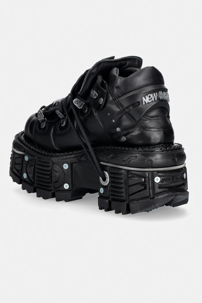 Obuwie New Rock ITALI NEGRO, TERNERA NEGRO, PULIK NEGRO sneakersy damskie skórzane M.TANK006C.S1 czarny