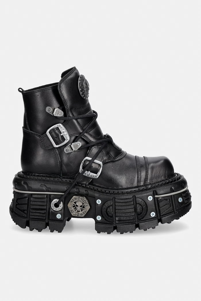 New Rock workery damskie skórzane ITALI NEGRO, NOMADA NEGRO, ORIFICIO M.TANK007.S1 czarny AW26