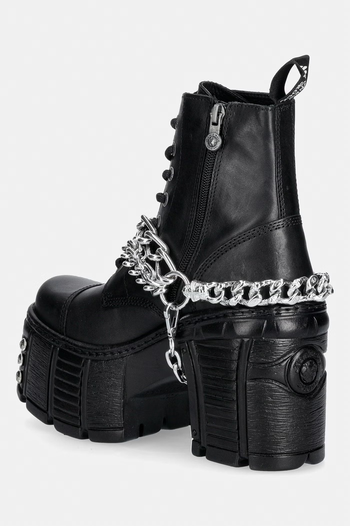 Obuwie New Rock botki na słupku damskie skórzane ITALI NEGRO, TOWER MAX + TORNILLO AD-2984 M.TM001CAD.C1 czarny