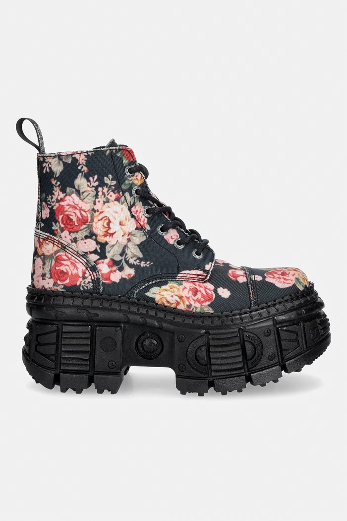 New Rock workery na platformie damskie ECO FLOR, TANK CASCO M.WALL005.V36 czarny AW26