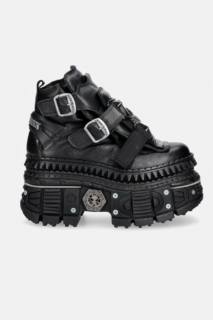 New Rock LUXOR NEGRO, BOX PLANE, TANK CASCO sneakersy damskie skórzane M.WALL053.C3 czarny AW26