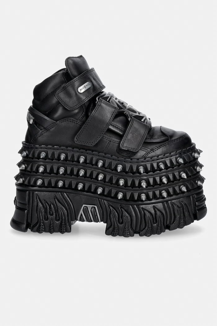 New Rock CRUST NEGRO NEGRO, FIRE CASCO sneakersy damskie skórzane M.WALL285.C4 czarny AW26