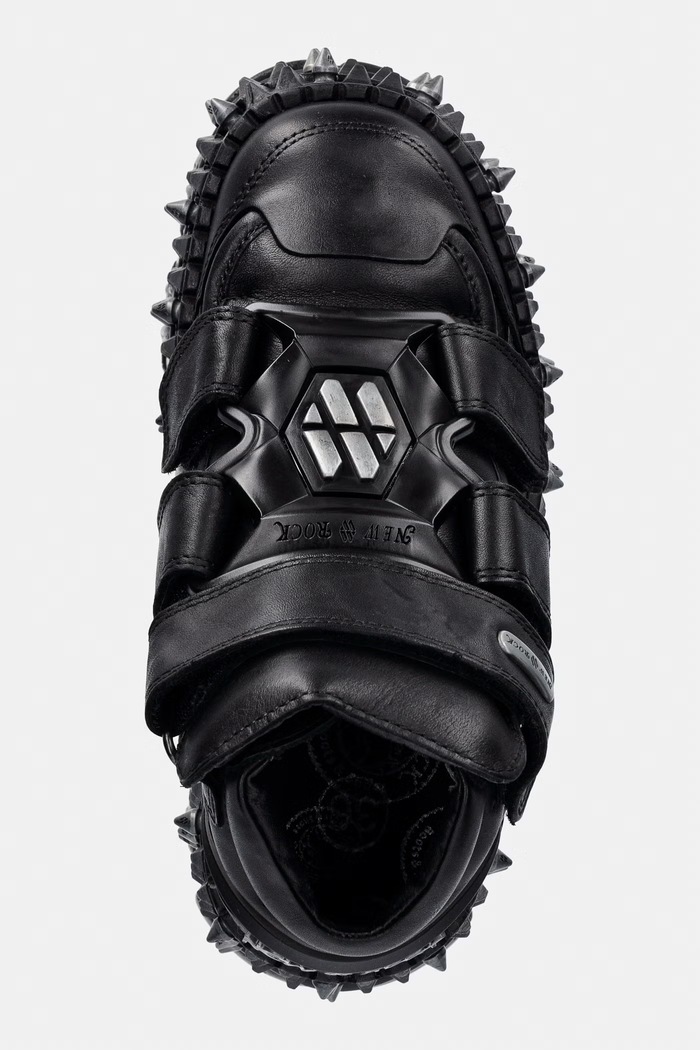 New Rock CRUST NEGRO NEGRO, FIRE CASCO sneakersy damskie skórzane czarny M.WALL285.C4